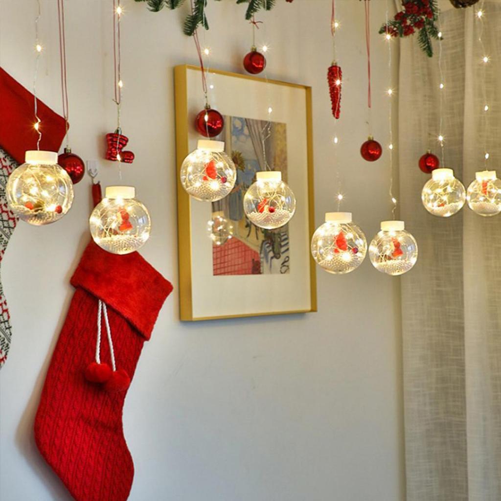 Christmas Transparent Wish Ball Curtain Lights, LED Snowman Decorative String Lights, Holiday Atmosphere Lighting