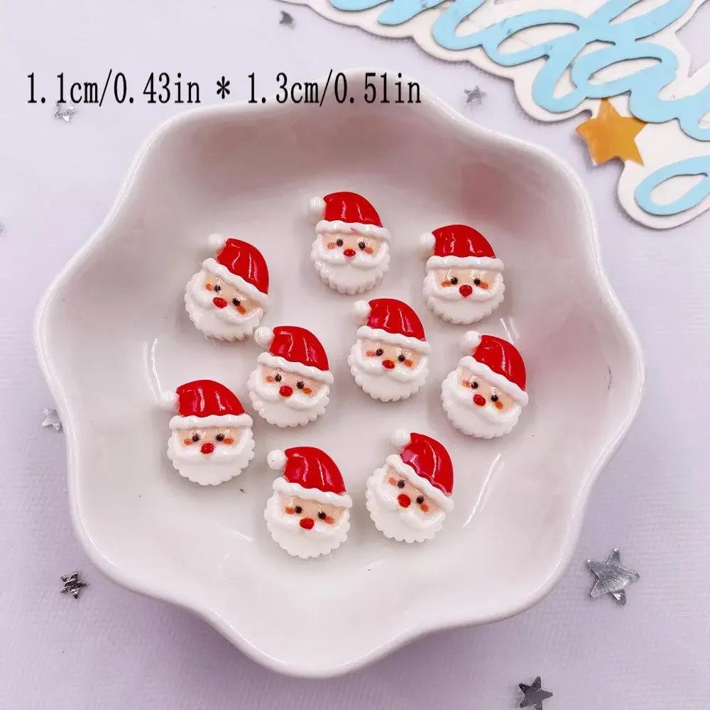 30pcs Resin Mini Colorful Painted Christmas Snowman Tree Santa Claus Deer Snowflower Bow Flatback Figurines DIY Scrapbook Crafts
