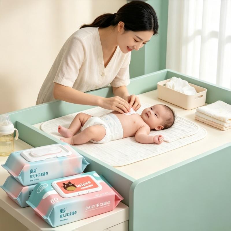 1Pcs 80Pieces Disposable Baby Wet Wipes With Soft Thick Fabric And Alcohol Free Perfect For Borns Cleaning Hands Mouth