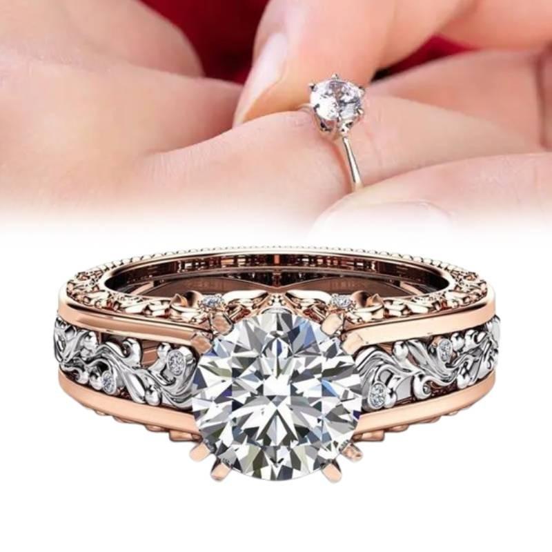 Stunning 14k Rose Gold Plated Colorful Floral Ring With Champagne Gemstone For Women