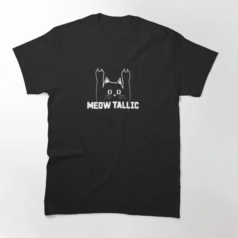 Funny Cat Meowtallica Cat Rock Music Graphic Print Men T Shirt Rock Music Fashion Crew Neck Short Sleeve T Shirt Women