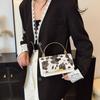Yogodlns Women PU Leather Small Handbag Cow Print Crossbody Shoulder Bag for Work Daily Shopping Travel Phone Purse