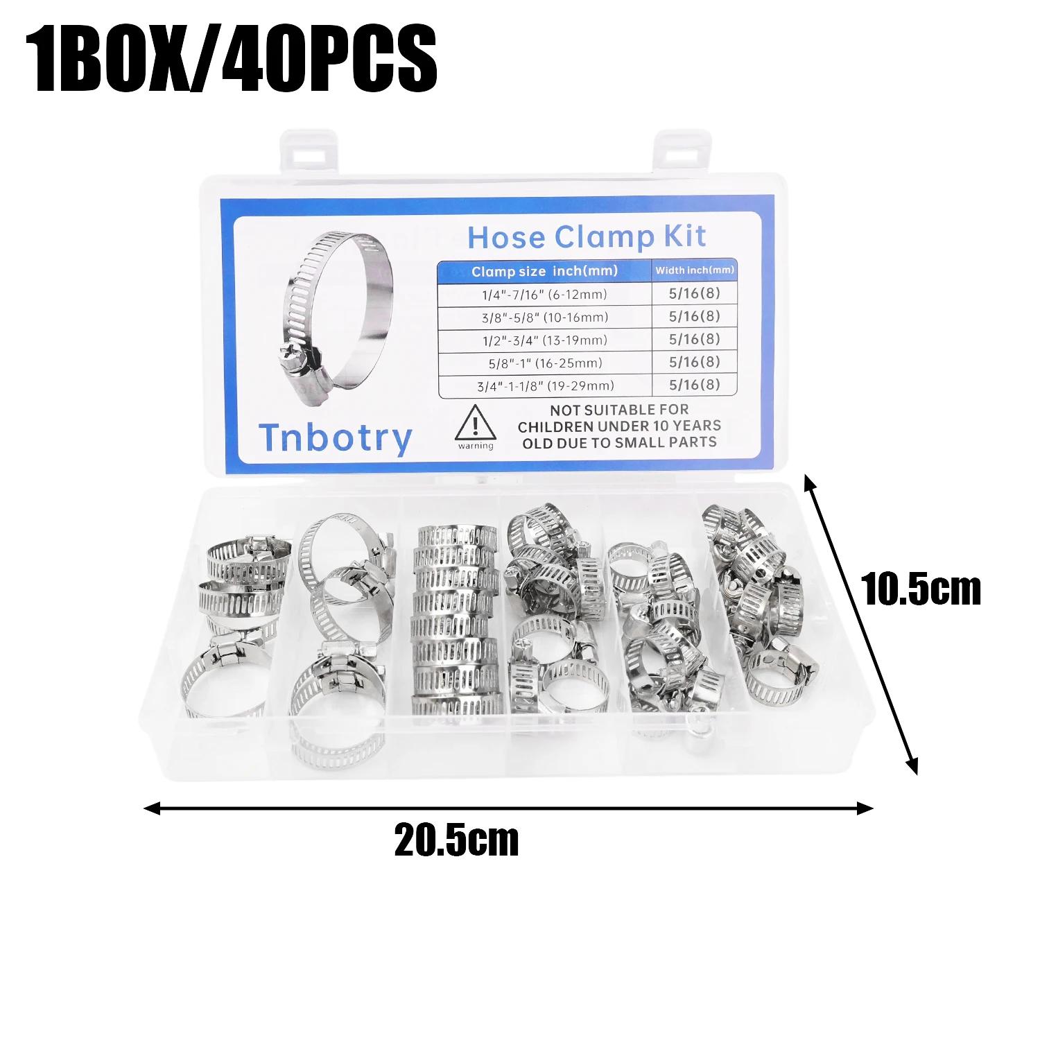 Car Clamp Fuel Line Clamps Water Hose Fasteners Auto Fuel Line Clamps Stainless Steel Adjustable Worm Gear Screw Band Hose Clamp