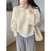 New autumn and winter solid color thickened lantern sleeve pullover sweater women's design sense fashion inside knitted sweater tide