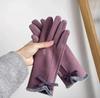 Fashionable Women's Gloves with Winter Velvet and Thickened Autumn Driving Cold Proof and Warm Touch Screen Split Finger