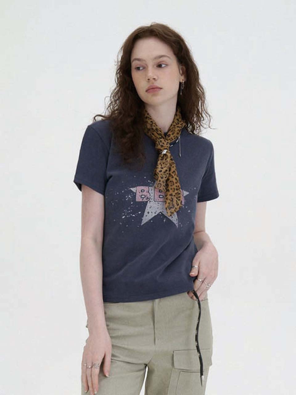 Vivora Pigment Crop T-Shirt (Navy) Navy
