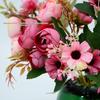 Autumn Colored 9-Head Artificial Tea Rose Bouquet for Wedding & Table Decoration