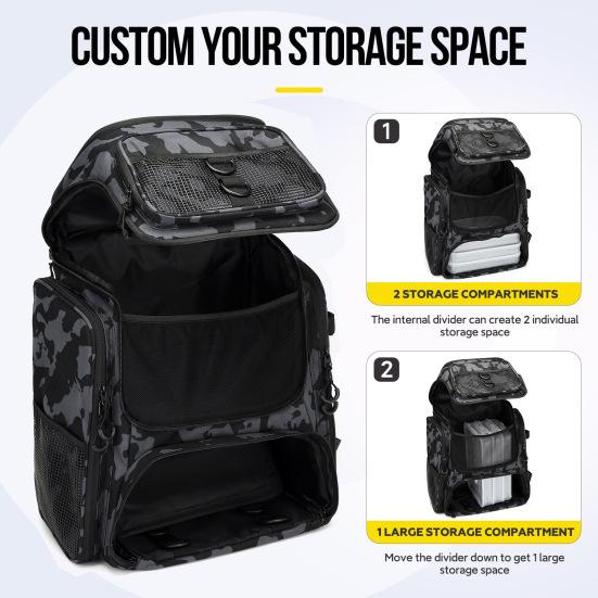 Fish Tackle Lure Organizer Storage Backpack Multi-layer Large-Capacity Design Waterproof Fishing Bag with Rod Holders