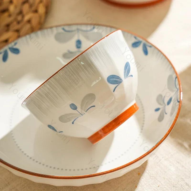 Retro Chinese Style Ceramic Plates Luxury Hotel Restaurant Fruits Salad Plate Home Delicious Dishes Fish Plate Unique Tableware