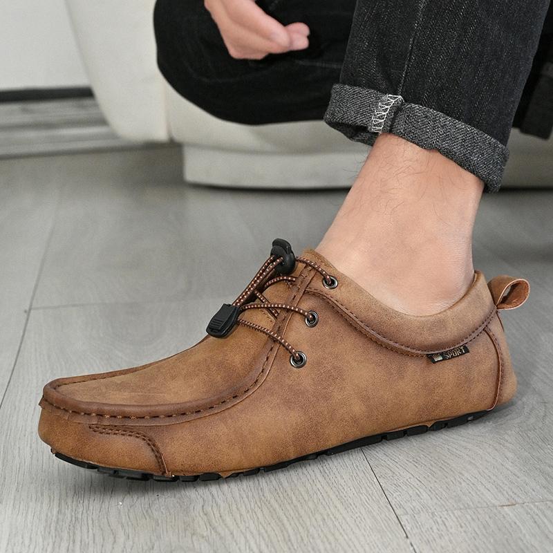 Handgefertigte Lässige Lederschuhe Herren Loafer Bequeme Mokassins Herren Flache Schuhe Übergröße 47 Leder Herrenschuhe