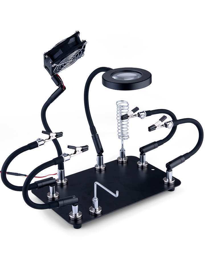 Electric Soldering Station Kit with Magnifying Glass, Fume Extractor, and Magnetic Repair Tools