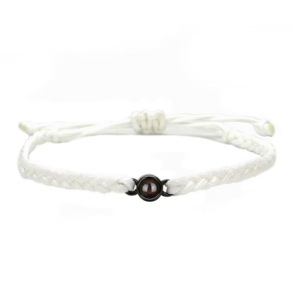 Handmade Woven Stainless Steel Bracelet with Custom Photo and 'I Love You' In 100 Languages Projection