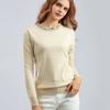 Autumn Winter Women's Crew Neck Beaded Pullover Sweater Long Sleeve Loose Solid Color Stretchy Knit Sweater