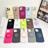 Custodia in Silicone Liquido Lussuosa con Supporto ad Anello Rotante a 360° per iPhone 17 Air 16 E 15 14 Plus 13 12 Pro Max Copertura con Supporto