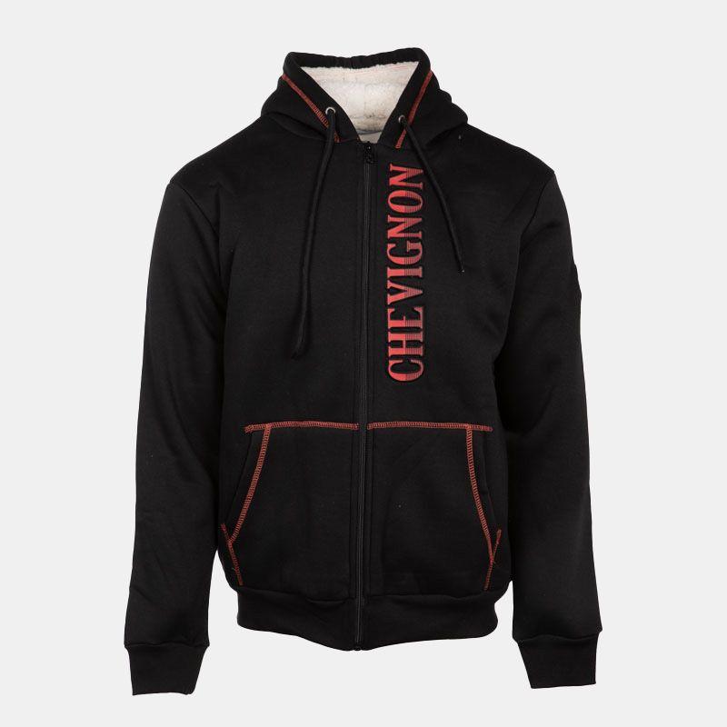Мужская толстовка CHEVIGNON с капюшоном на молнии и цветной строчкой L чёрный