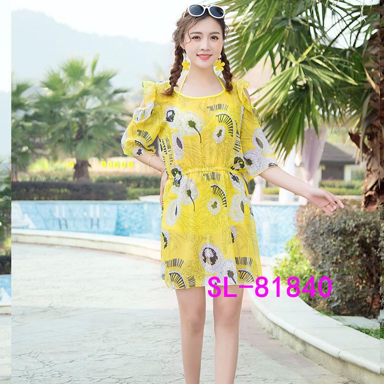 Stylish Mid-Sleeve Three-Piece Set with Underwire, Slimming for Various Bust Sizes - Swimsuit 81840