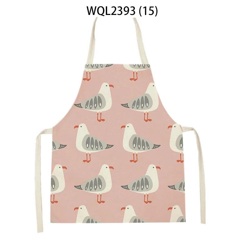 Home Kitchen Cooking Aprons Lovely Animal Bears Printed Sleeveless Linen Colorful Aprons for Men Women Baking Accessories