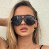 Luxury Brand Designer Oversized Pilot Sunglasses For Women Men  Popular Vintage Sun Glasses Punk Double Bridge Shade Uv400