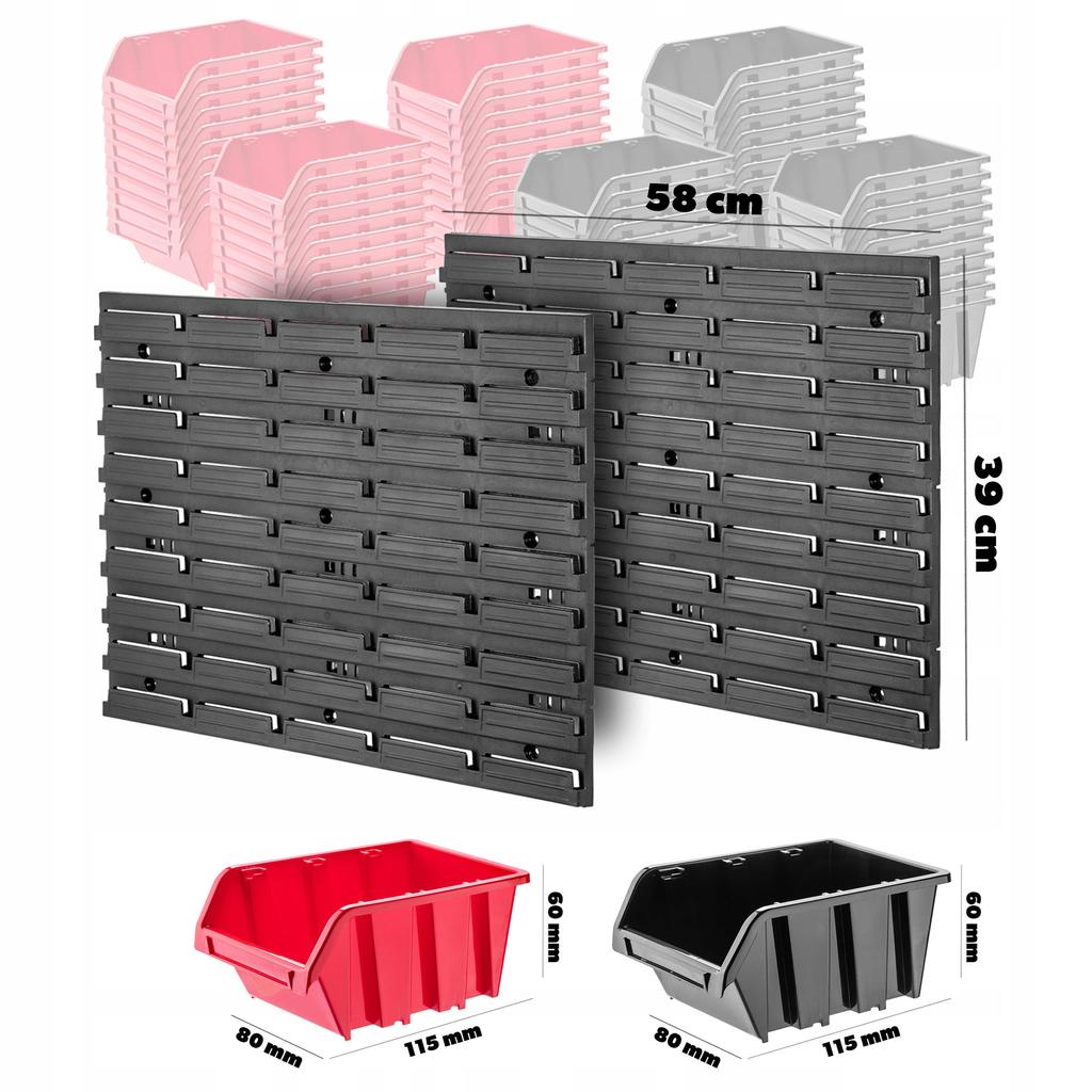 KADAX Tool Board Workshop Wall 58x78 Cm + 70 Trays Garage Workshop