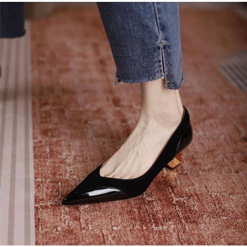 Newest Fashion Women's High Heels Spring Sexy Pointed Toe Fashion Design Colorblock Style High Heels Pumps Women's High Heels