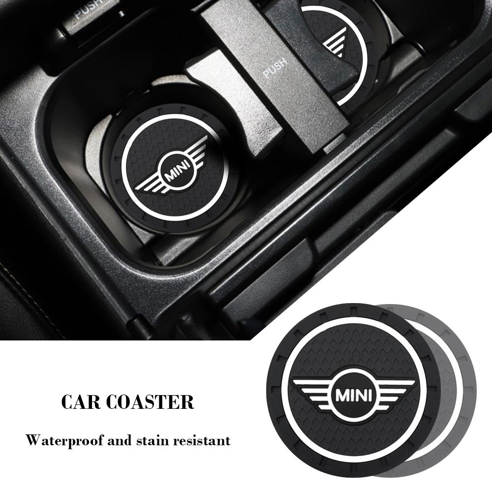 2Pcs Car Silicone Coaster Anti-Slip Water Cup Drink Mat For MINI Cooper JCW WORKS R55 R56 F55 F56 R57 R58 R59 R60 R50