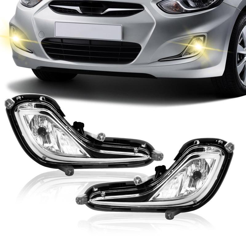 Car Left Right Fog Lamp Assembly Replacement Bumper Clear Lens Fog Light Fit For Hyundai Accent 2012-2016 92R000 922011R010