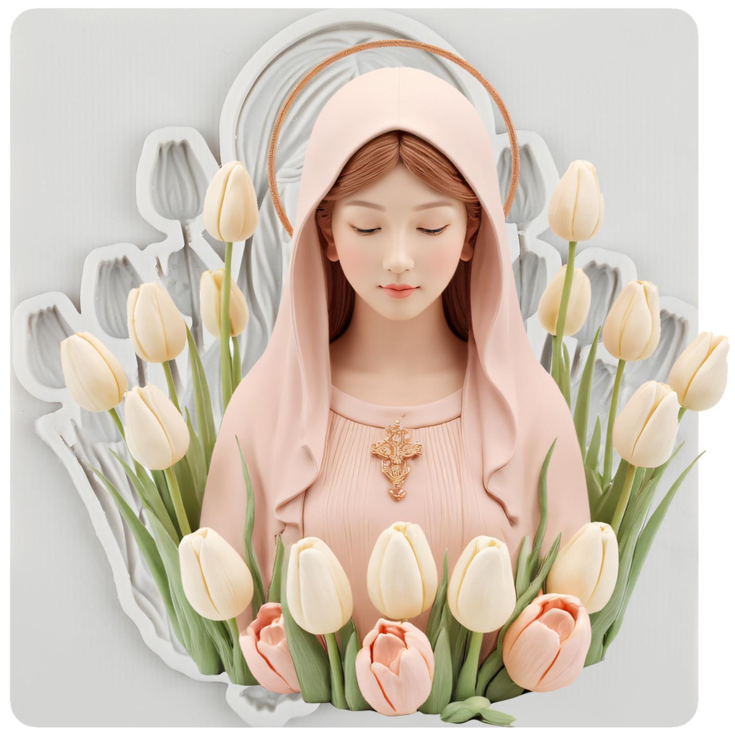 

Силиконовые формы Дева Мария Форма для мастики Тюльпан Инструменты для украшения торта Топпер для кекса Конфета Шоколад Форма для гампасты серый