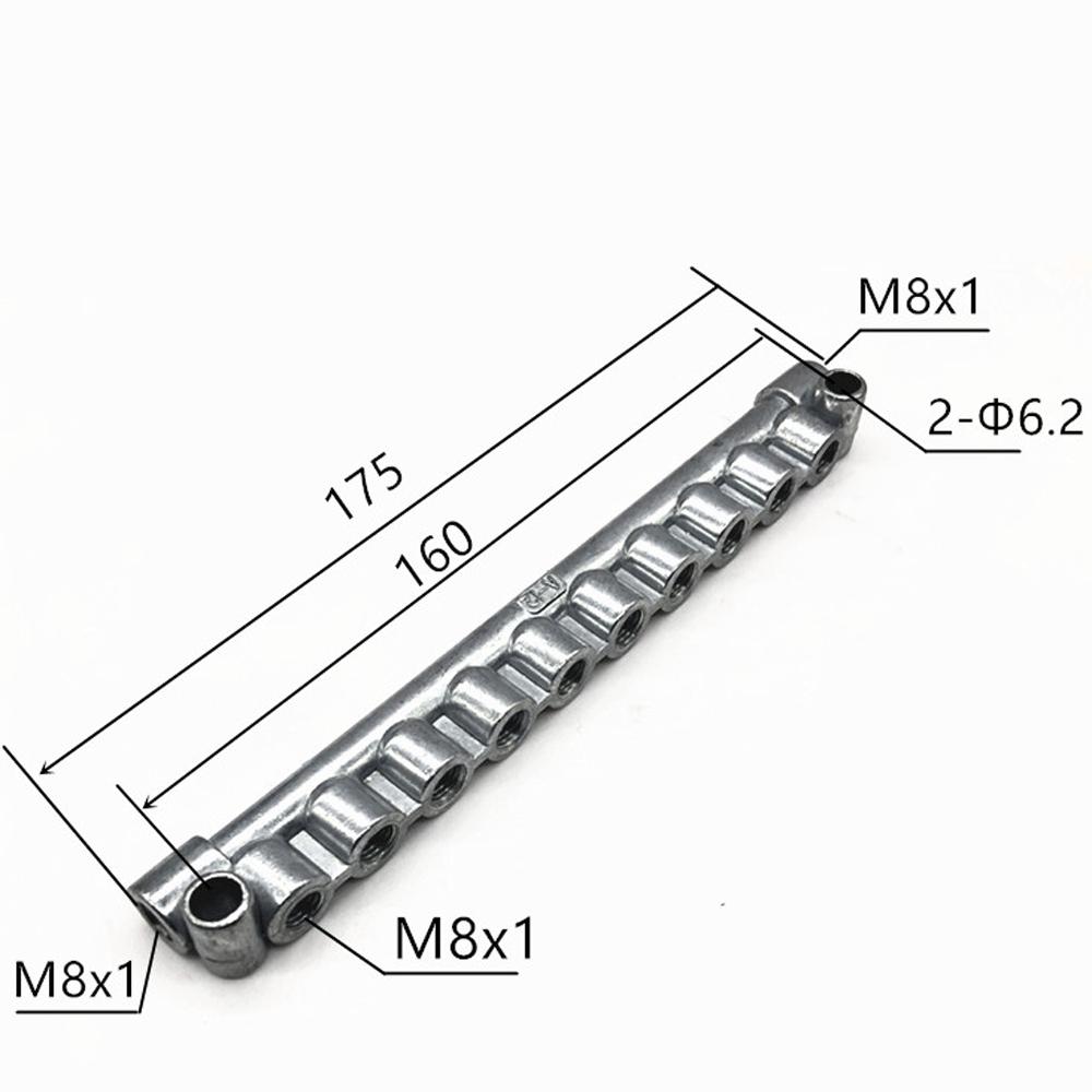 M8 M10 Pitch 1mm 2 3 4 5 6 7 8 10 Ways 4-12 Ports Zinc Alloy Resistance Oil Distributor Block Splitter Lubrication System