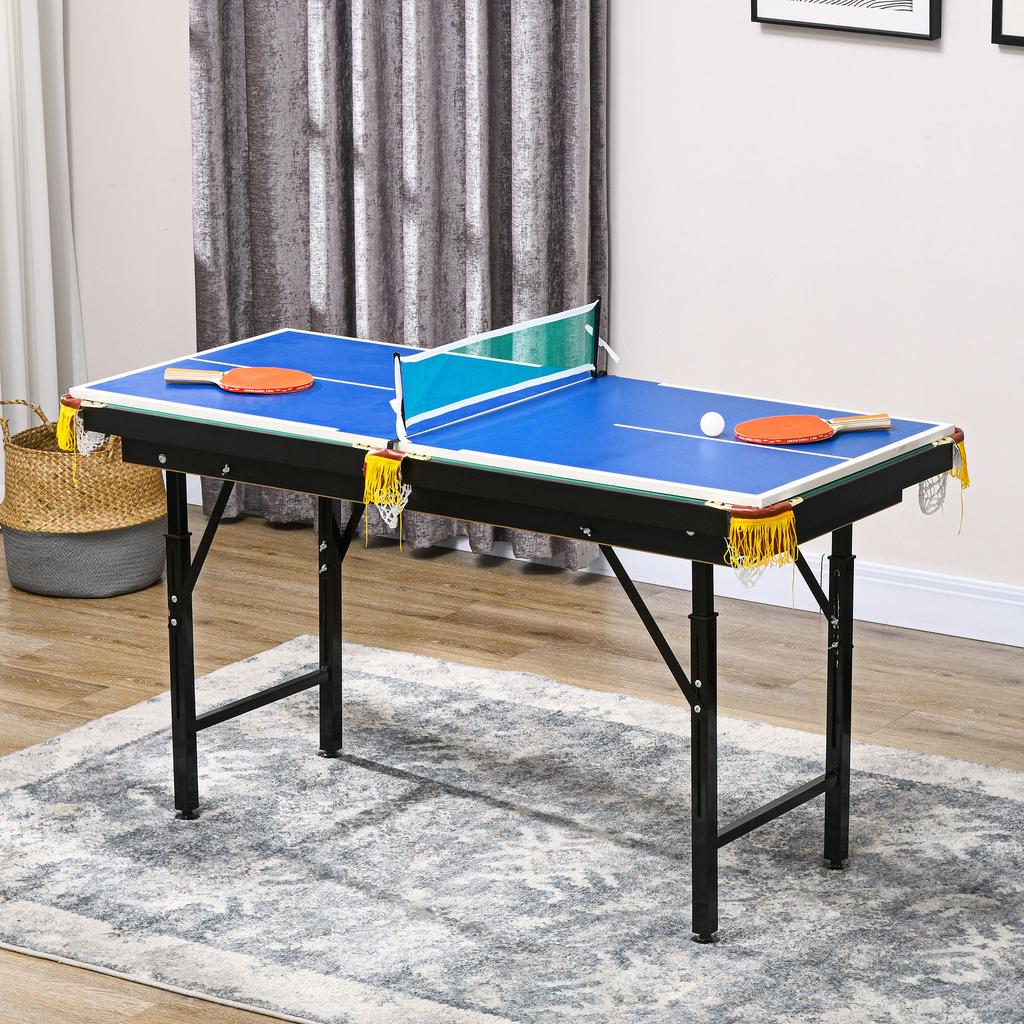 2-in-1 Billiard Table, Table Tennis Table, with Accessories, 140x63x80cm, Blue/Green