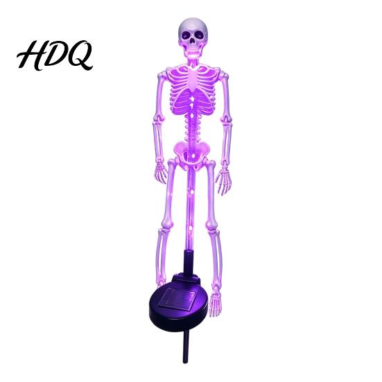 Festive Outdoor Party Lighting Solar Skeleton Garden Stake Light Halloween 3D Glowing Skull Yard Lights Decor with LED Waterproof Lawn Lamp