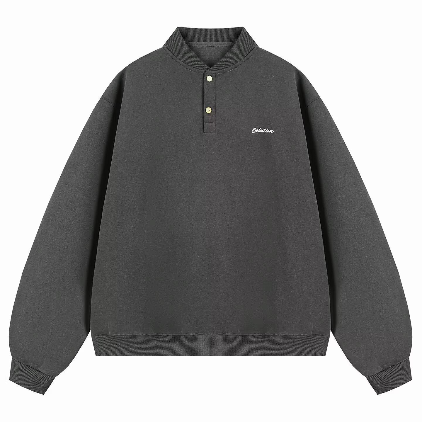 

Unisex Retro Henley Collar Pullover Hoodie, Casual Long-Sleeve Winter Top 3XL темно-сірий