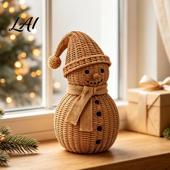 Cute Snowman Shelf Decor Christmas Ornament for Tabletop Decor Retro Resin Figurine Decorative Figurines Fireplaces with Knitted Texture Winter