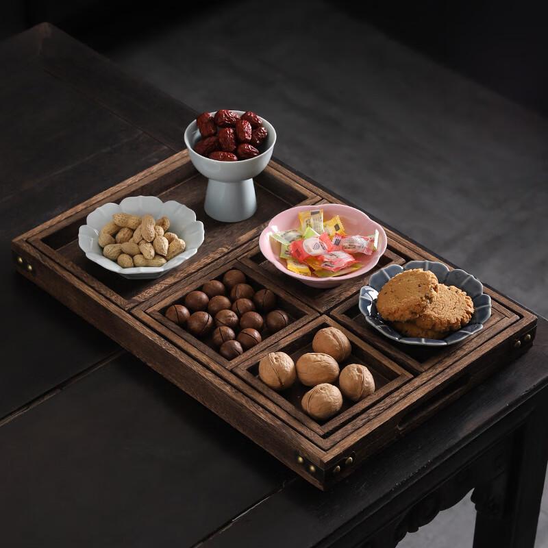 Japanese Style Seven-Compartment Wooden Tea Snack Tray