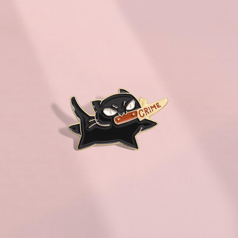 Cat Charming Brooch Stylish Alloy Pin With Playful Cartoon Character Design