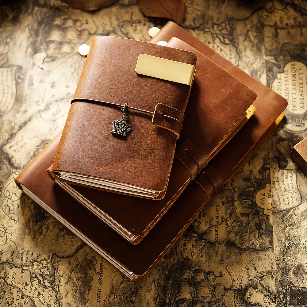Genuine Leather Vintage Travel Journal - Creative Cowhide Diary Notebook