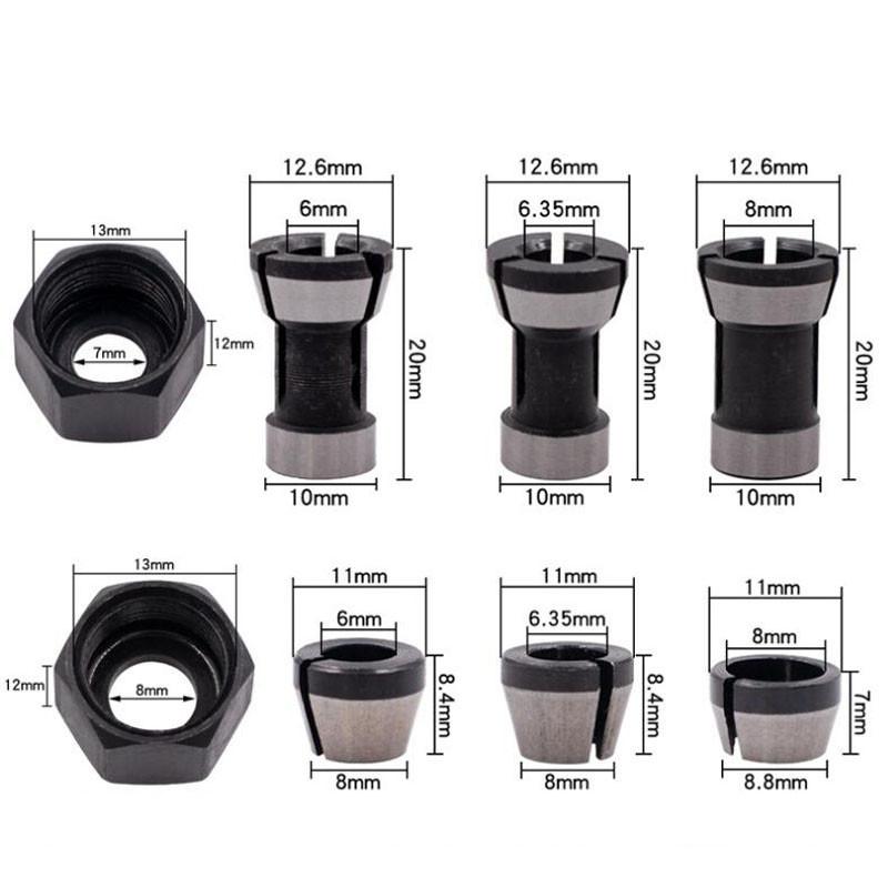 

Фрезерный цанговый адаптер Цанговый патрон Гравировальный обрезной станок Аксессуары для электрических фрез 6/6.35/8 мм NO13