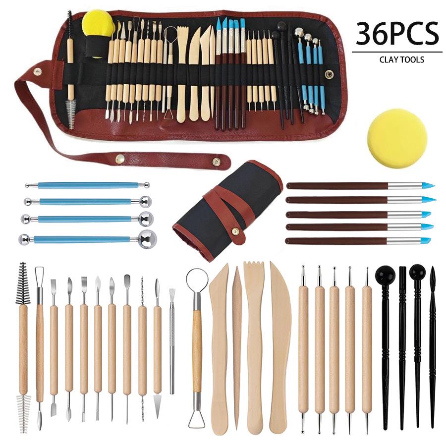61/43/24-piece Clay Pottery and Sculpture Carving Tool Set for Soft Polymer Modeling