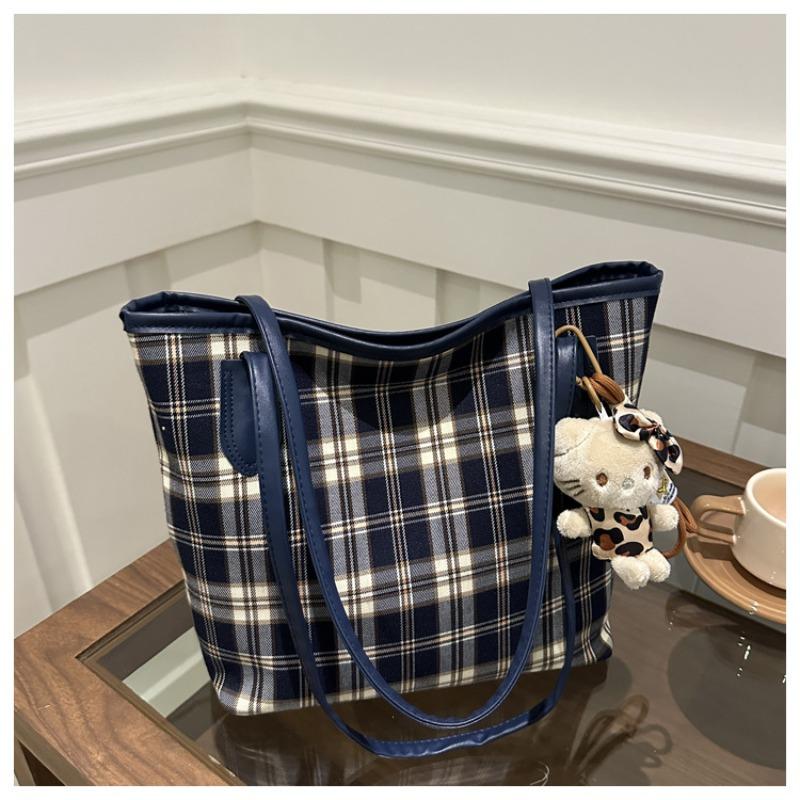 Niche Large-capacity Design Bags New Autumn and Winter Fashion Shoulder Bags Versatile Plaid Casual Tote Bags Are Available