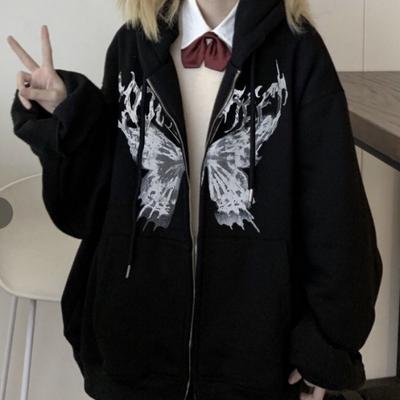 Autumn and Winter New Fashion Printed Hooded Large Size Sweater Couple Loose Casual Street Sports Cardigan Y2k Jacket Large Size