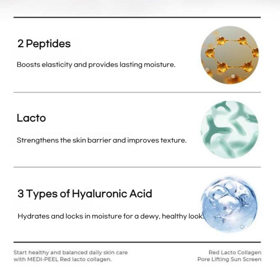 MEDI-PEEL Red Lacto Collagen Cremă de Soare pentru Liftingul Porilor SPF50+ PA++++ 50g