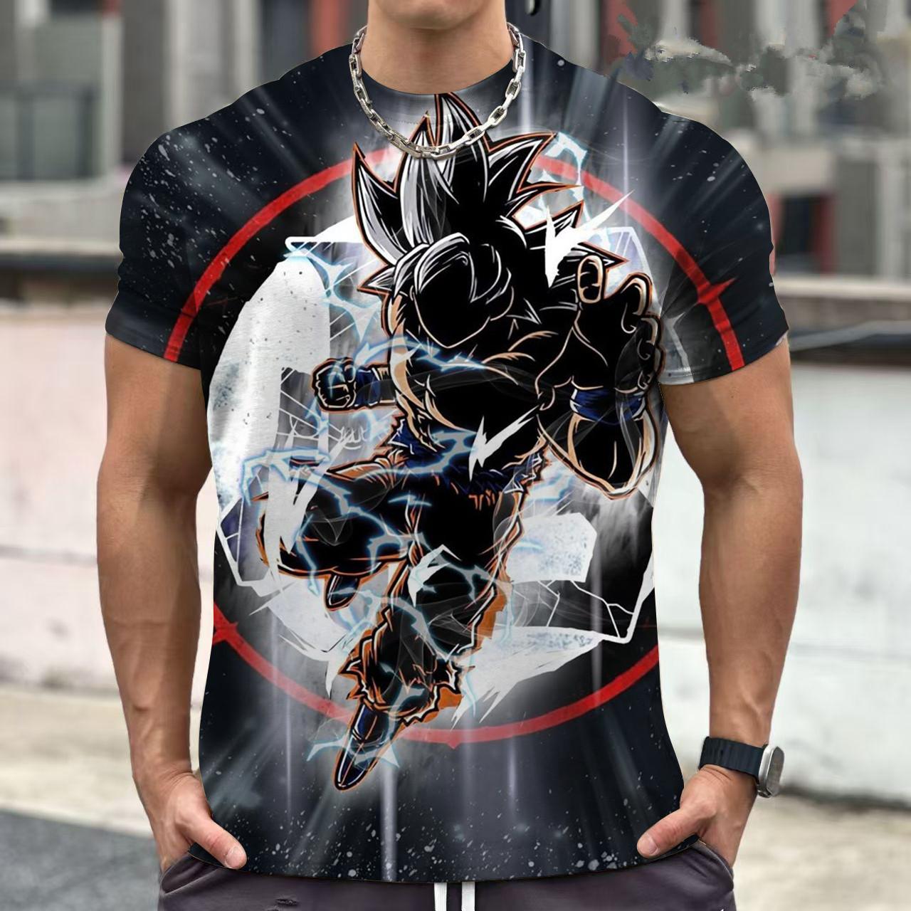 

Summer Dragon Ball Retro Fitness T-shirt Men s Oversized 3D Printed Short-sleeved Family Unisex Men Sports Shirt XS