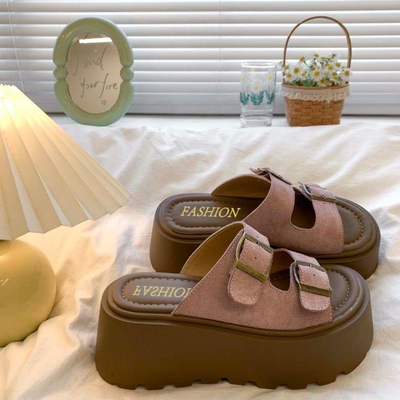 New Summer Women's Scoop Cake Bottom Sandals 7cm Sole Height Fashionable Sandals Women's Shoes for Leisure and Vacation Beach