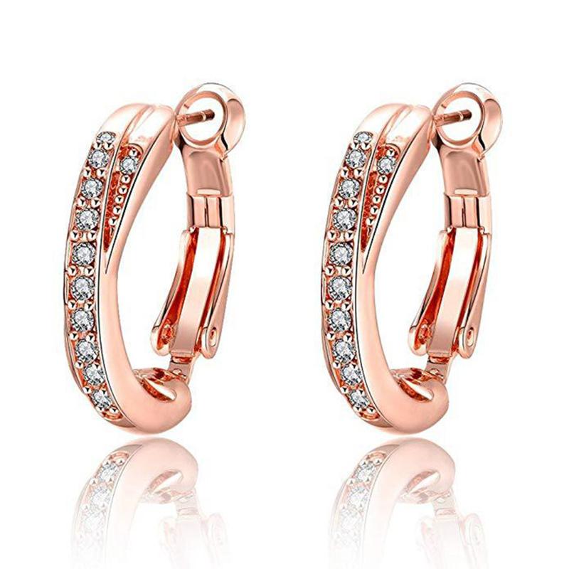 

New 925 Silver Earrings Inlaid Zircon Earrings 14K Rose Gold Earrings For Women S Charm Jewelry Gift розового золота
