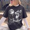 Vintage Corgi Howling Moon Shirt, Distressed Black Dog Lover Tee