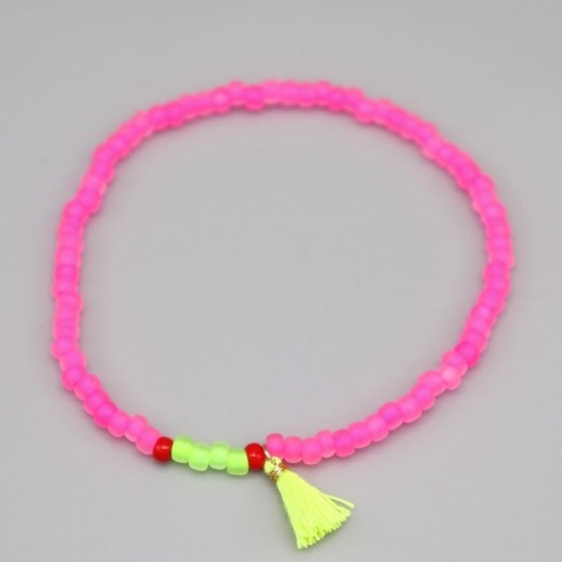 BONBEAU Neon Color Point Tassle Beads Bracelet 5 Colors