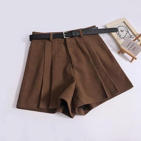 

Женские вельветовые плиссированные шорты А-силуэта с широкими штанинами и высокой посадкой для осени/зимы 2023 4XL кофейный