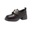 Spring and Autumn Leather Loafers Women's Korean Version of Platform Velcro Small Leather Shoes Women's Buckle Casual Small Single Shoes Women