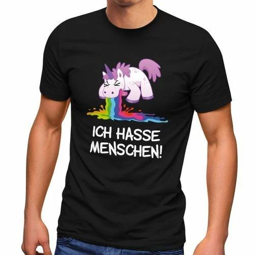 Men s T-Shirt Saying I Hate People Puking Unicorn Fun Shirt Saying- M