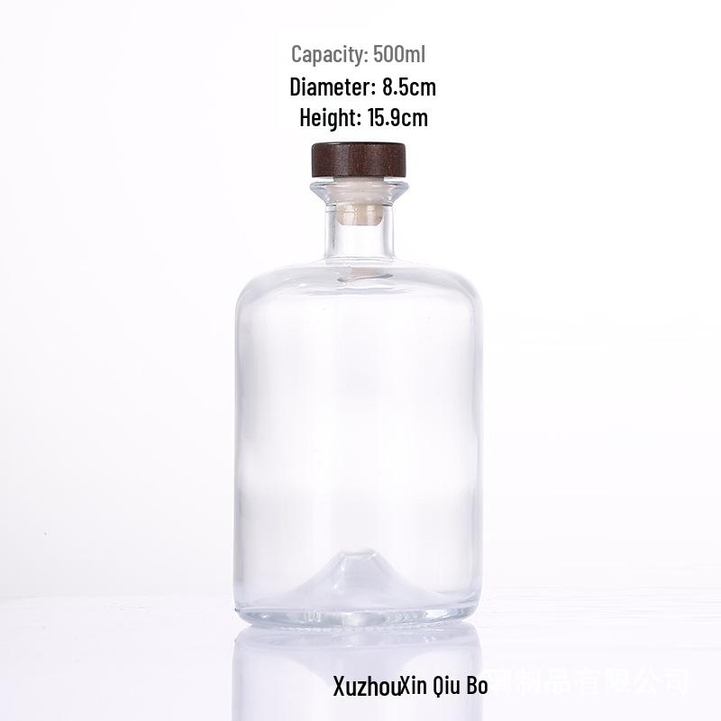 Glass Baijiu & Plum Wine Bottle with Concave Bottom - Ideal for Homebrewing and Infusions