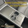 Center Console Cover For Tesla Model 3 Y 2021-2023 100% Real Carbon Fiber Armrest Protection Panel Trim Car Interior Accessories